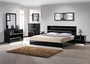Black glossy king size bed