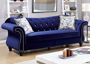 Blue fabric fabric sofa in classic style