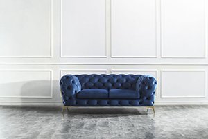 Glam style loveseat in blue