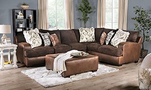 Cozy brown sectional sofa in living room setting