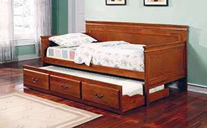 typical daybed in oak brown finish