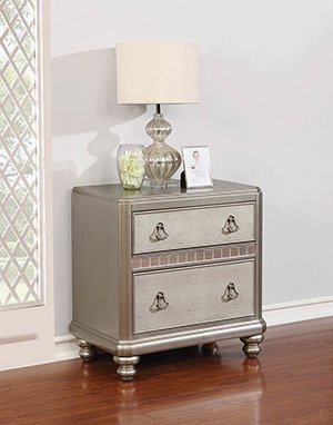 Silver nightstand in glam style