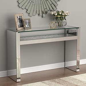 Modern style console table w/ glass top