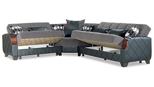 gray / black sectional sofa w/ storage and bed