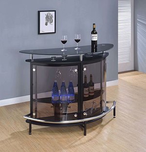 Rounded glass top bar table