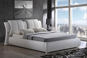 Leather white platform bed