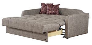 Loveseat style sofa bed in open shape