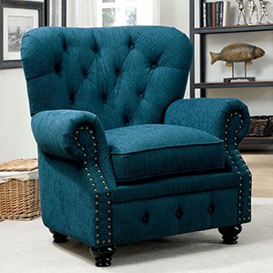 Traditional teal fabric chair