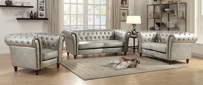 tufted leather living room set