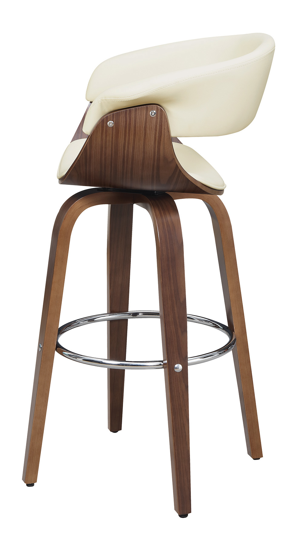 Contemporary Cream Upholstered Bar Stool with Walnut Finish by Coaster 100206 
