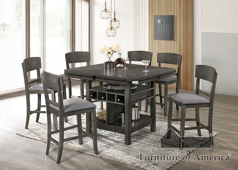 Furniture Of America Stacie Gray Table, Counter Height Drop Leaf Dining Table With Storage