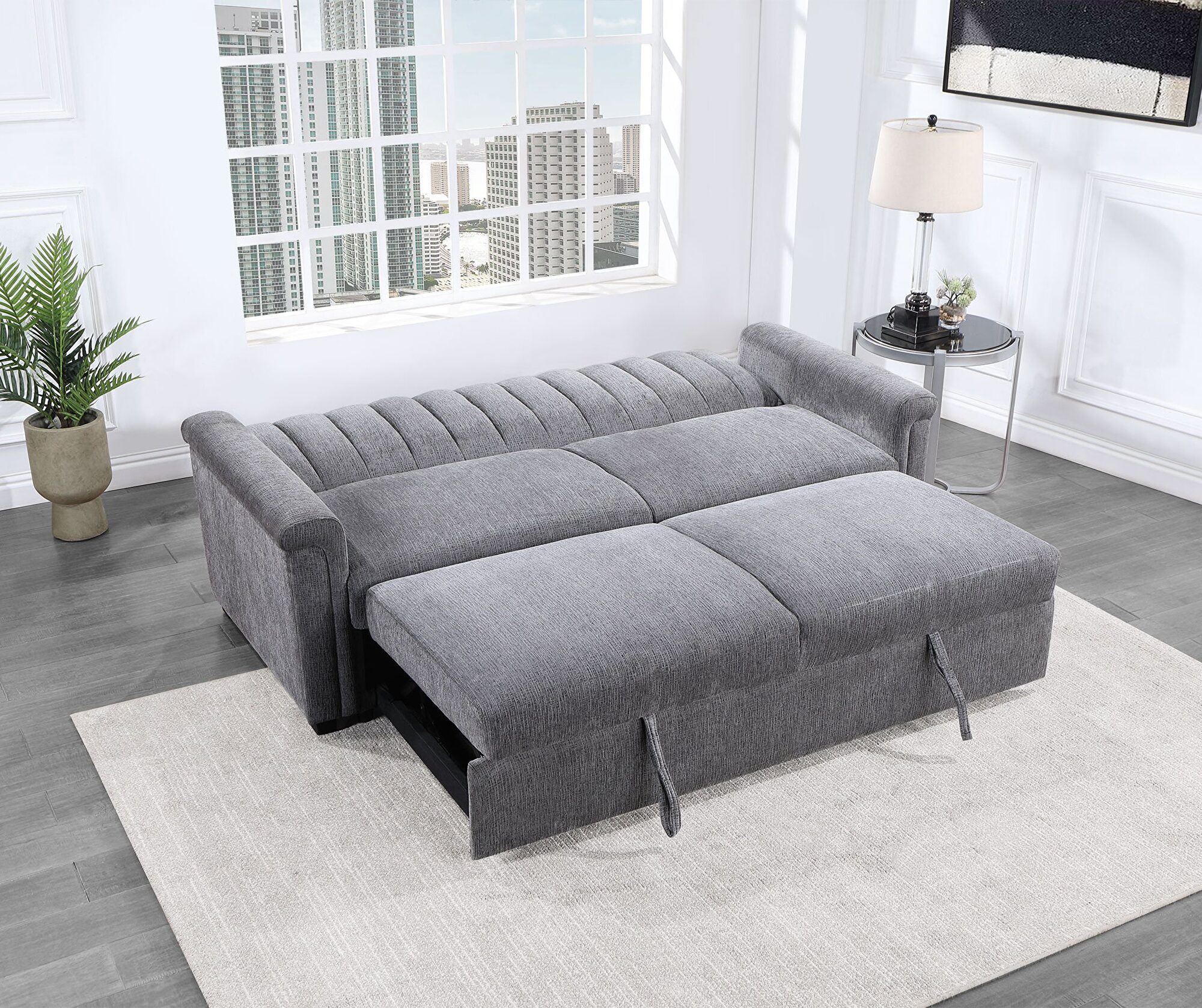 Global G0201 Gray Sofa Bed U0201-DARK GREY-PULL OUT SOFA BED | Comfyco