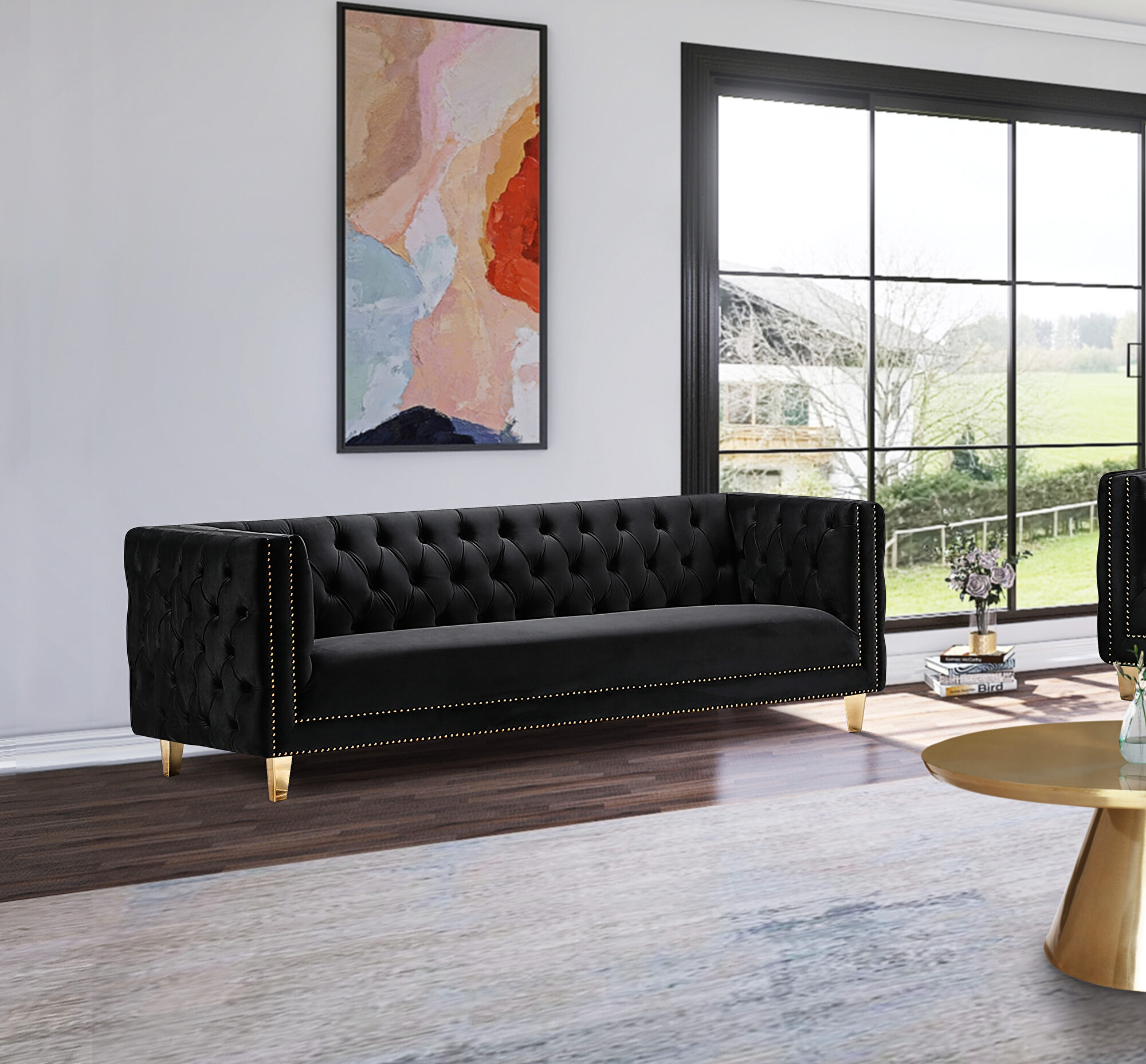 Michelle Black Sofa 652Black-S Meridian Furniture Fabric Sofas ...