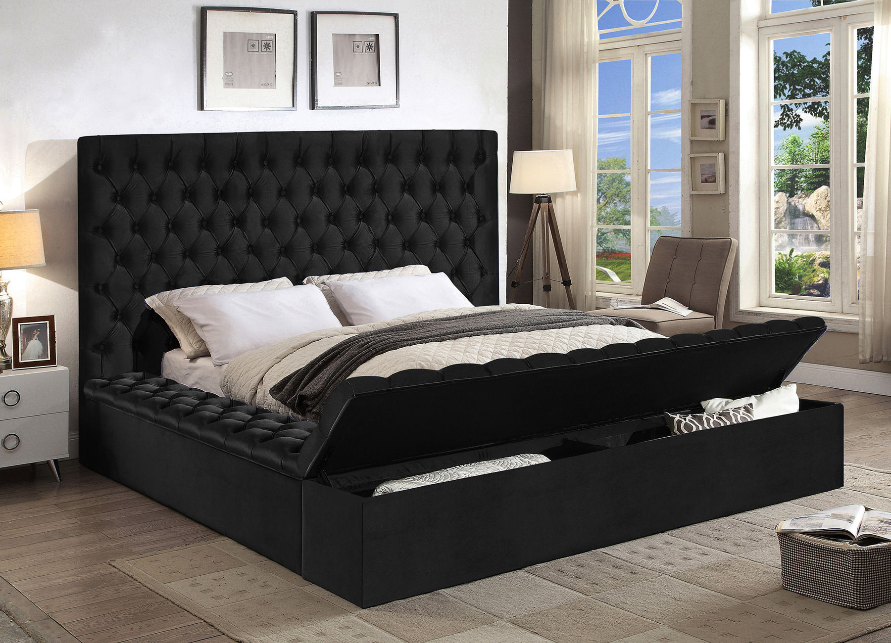 Bliss Black King Size Bed bliss Meridian Furniture King Size Beds