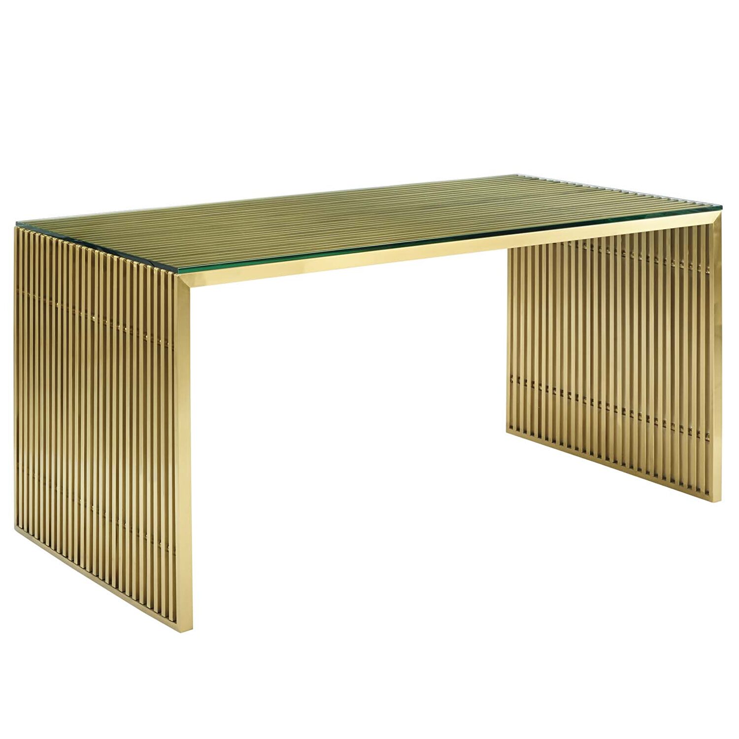 Gridiron Gold Computer Desk EEI3038GLD Modway Furniture Office Desks