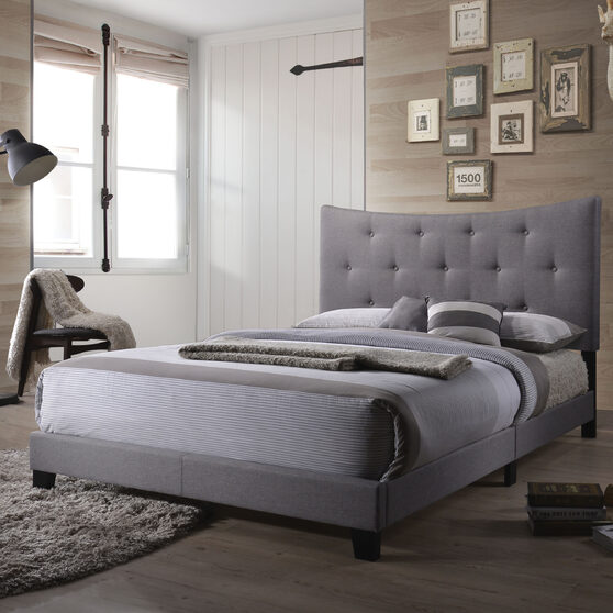 Gray fabric queen bed