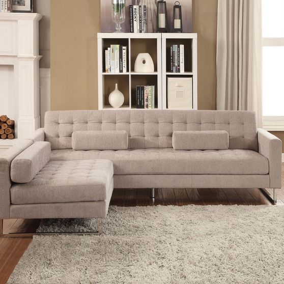 Beige fabric sofa w/ optional armless chair