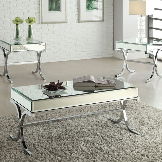 Mirrored top chrome finish coffee table