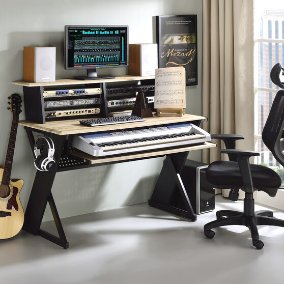 Natural & black finish rectangular top music desk