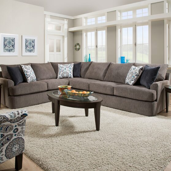 2-tone brown chenille sectional sofa