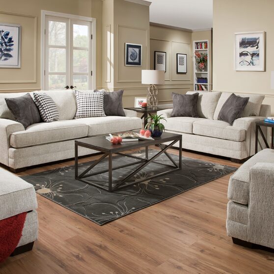 Beige/gray chenille sofa