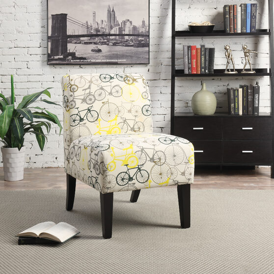 Bike pattern fabric accent chair