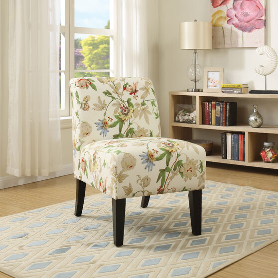 Floral fabric accent chair
