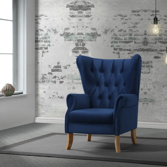 Navy blue velvet accent chair