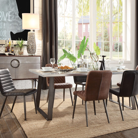 Aluminum & gunmetal dining table