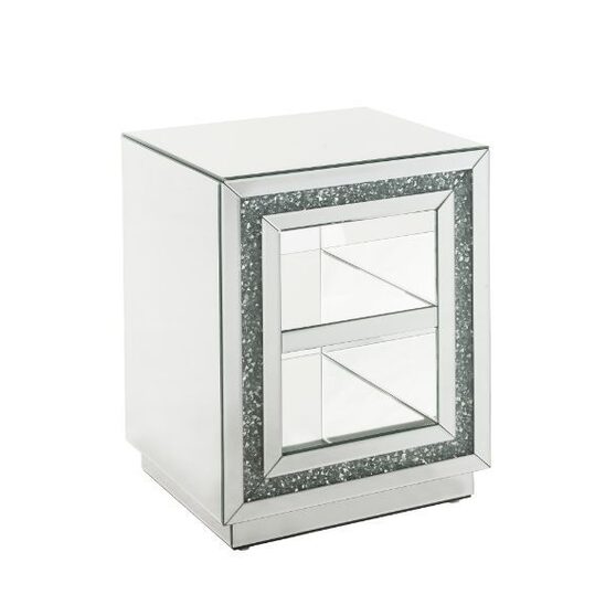 Mirror finish with faux diamond inlay end table