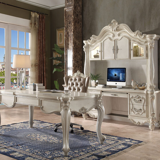 Bone white finish executive desk
