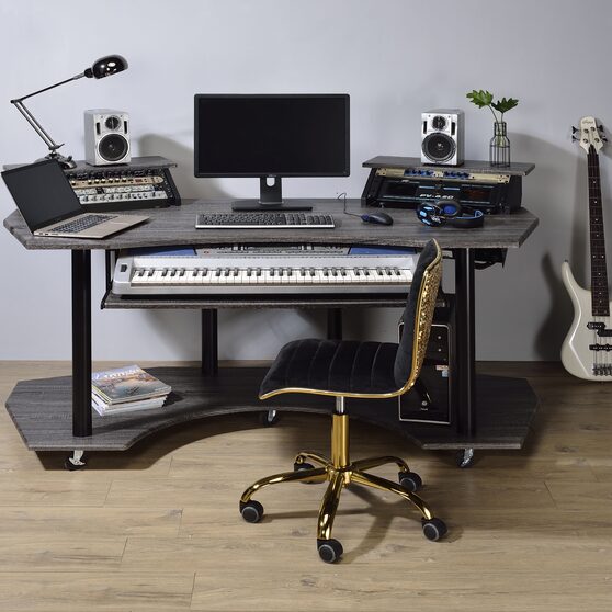 Black oak finish music recording studio desk