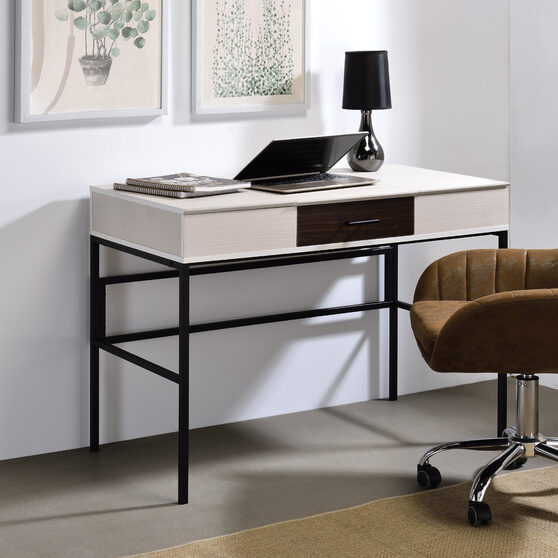 Natural top & black finish base industrial design desk