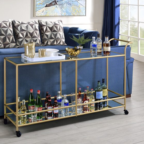 Mirrored & gold serving cart