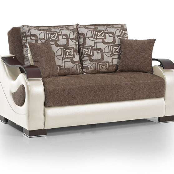 Brown microfiber / bonded leather loveseat