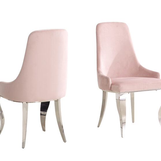 Dining chair in light pink velvet