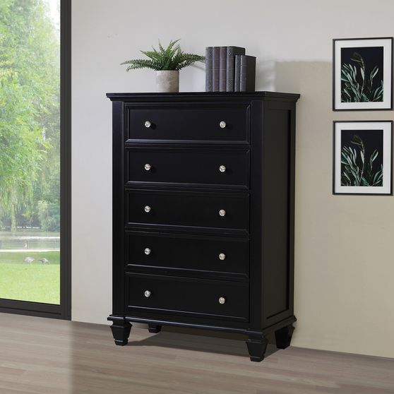 Black five-drawer chest