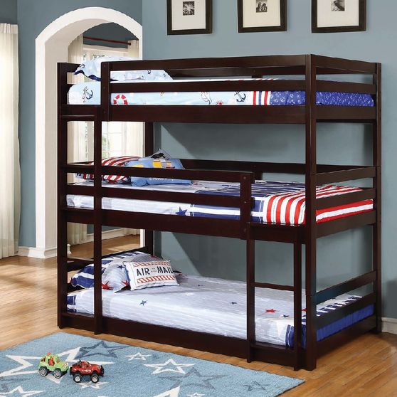 Cappuccino three-bed tiered bunk bed