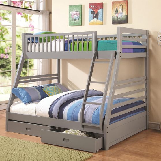 Ashton grey twin-over-full bunk bed
