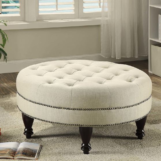 Traditional round cocktail ottoman