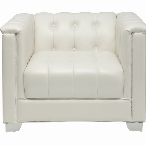 Contemporary pearl white leatherette chair