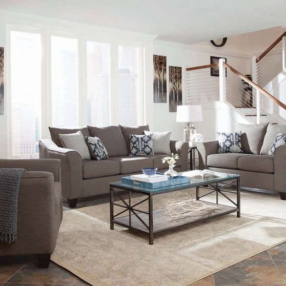 Linen-like fabric gray couch in casual style
