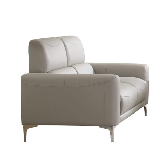 Soft taupe leatherette upholstery loveseat