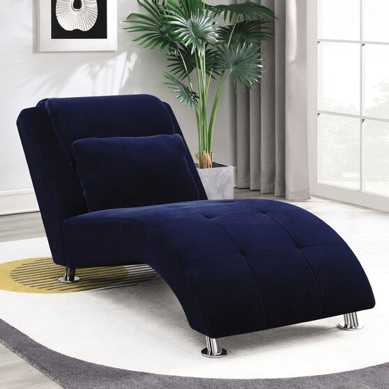 Ink faux fur blue chaise lounge