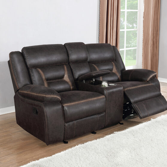 Glider loveseat w/ console
