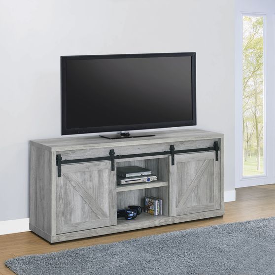 59-inch TV console in gray driftwood