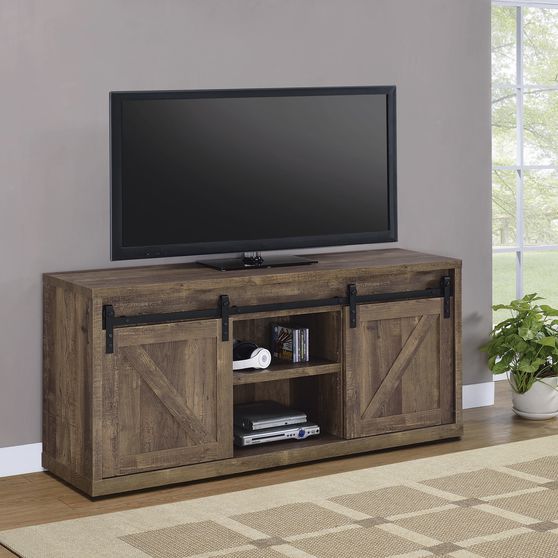 59-inch TV console in rustic oak driftwood