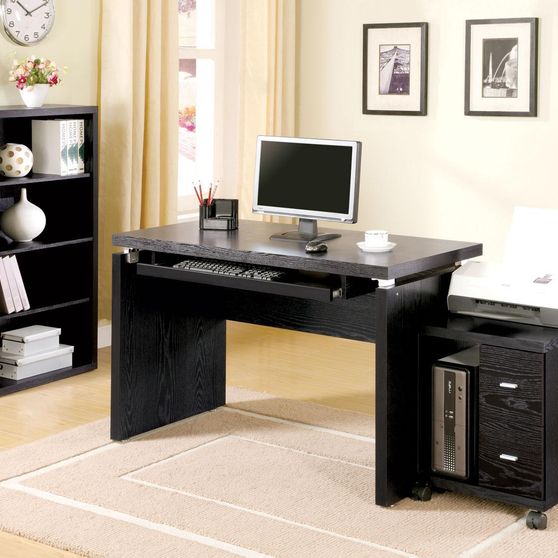 Contemporary black oak computer desk