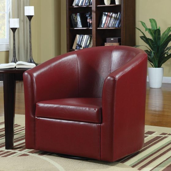 Deep red leather accent swiwel chair