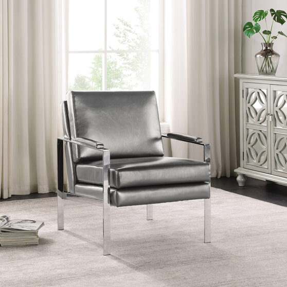 Steel gray color accent chair